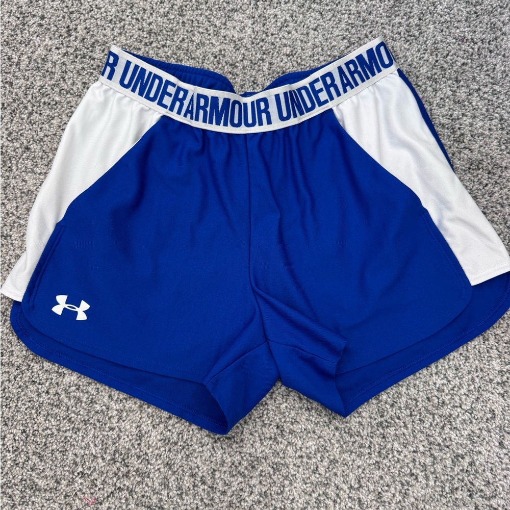 Under Armour Women's Athletic Shorts in Blue and White